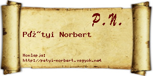 Pétyi Norbert névjegykártya